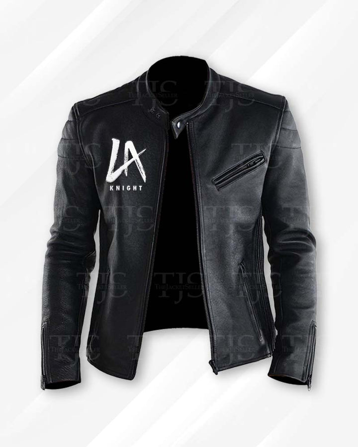 LA Knight black leather jacket for men in USA