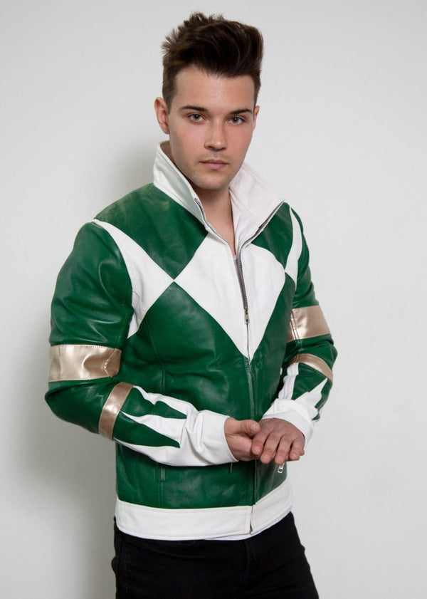 Shop Mens Power Rangers Classic Leather Jacket Green