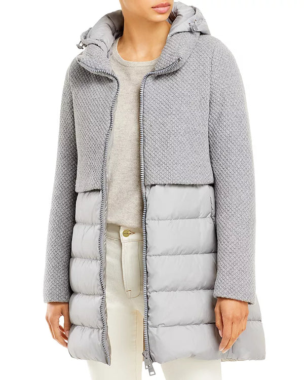 Knit Overlay Puffer Coat By TJS