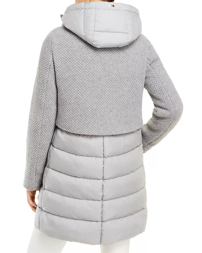 Cozy knit overlay puffer coat for cold weather in France style