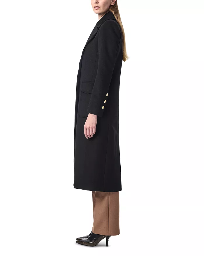 Classic wool melton coat with sleek silhouette and deep pockets in USA