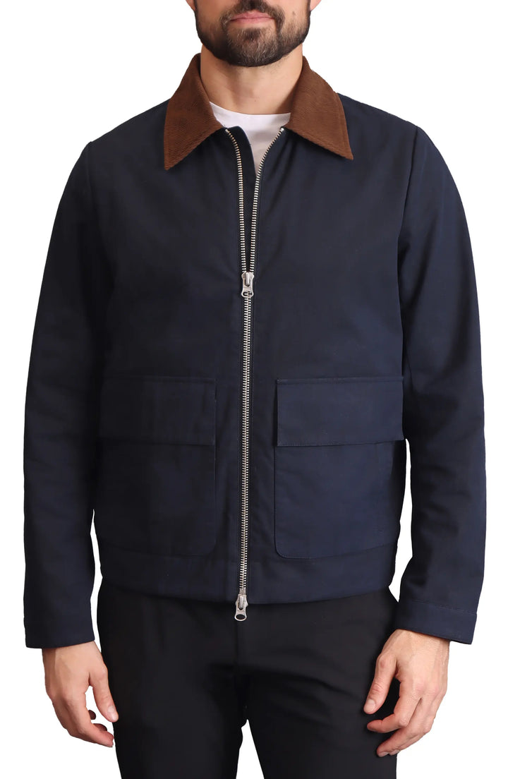 Men's Navy Cotton Patch Pocket Jacket Stylish USA Market