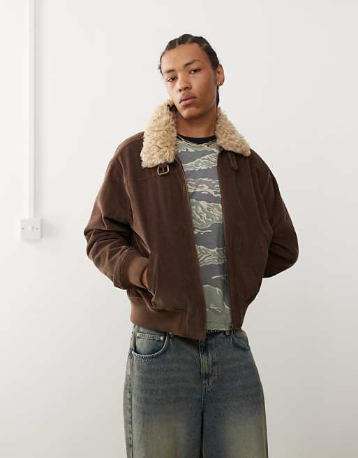 Shop Reclaimed Vintage corduroy aviator bomber jacket