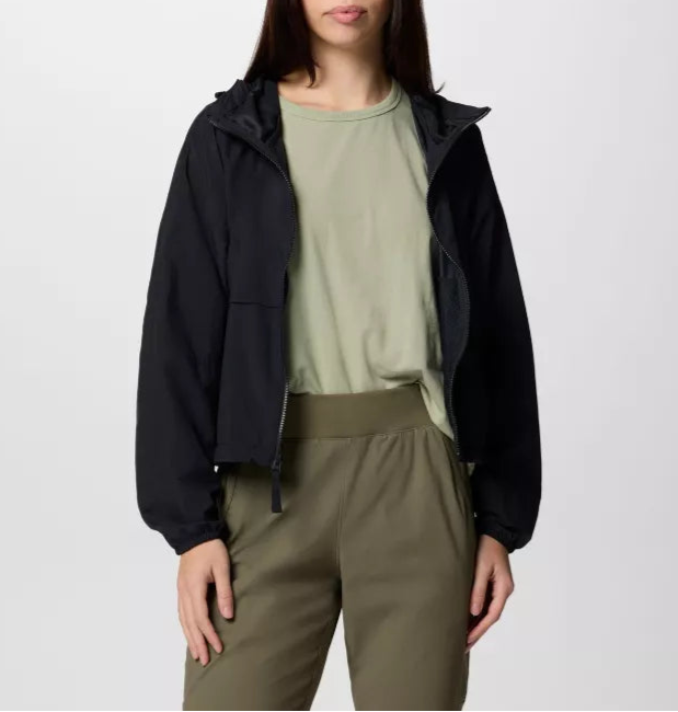 Lightweight cropped hooded jacket for windy weather in USA