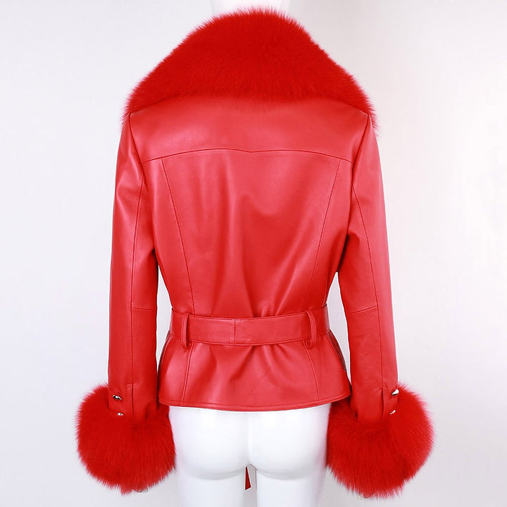 YOLOAgain Detachable Faux Fur Collar and Cuffs Genuine on model in USA