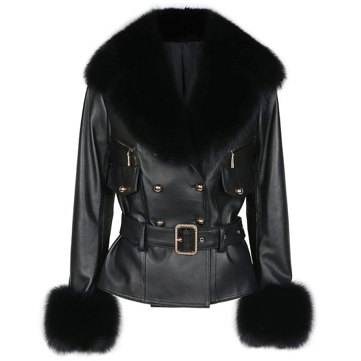 YOLOAgain Detachable Faux Fur Collar and Cuffs Genuine back view in American style