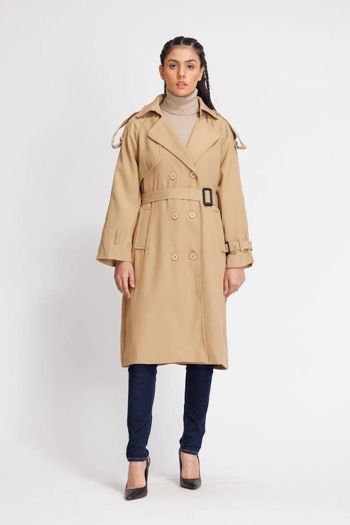Stylish trench-style long coat for women in USA