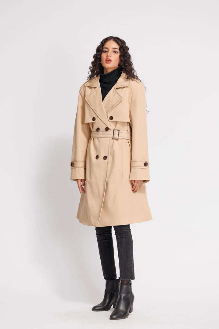 Full-length coat for women with classic design in USA