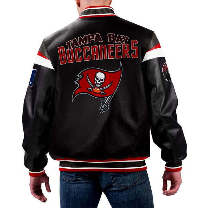 NFL Tampa Bay Buccaneers leather jacket with team colors in USA