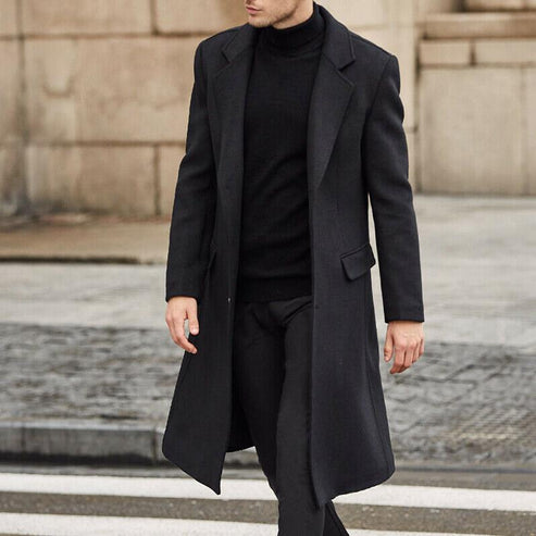 Men's Long Trench Coat Woolen Coat for Cold Weather in USA