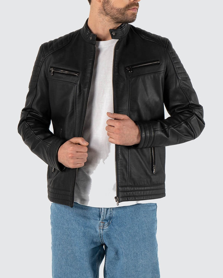 Black men's leather Jacket