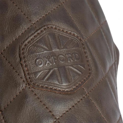 Oxford tag on brown leather