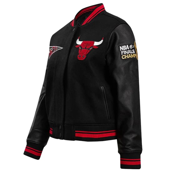 NBA Chicago Bulls classic women’s wool varsity jacket, ribbed design in USA