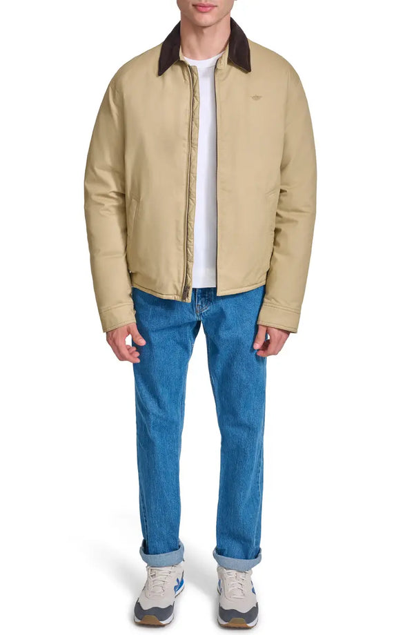 Padded cotton bomber jacket with corduroy collar in USA