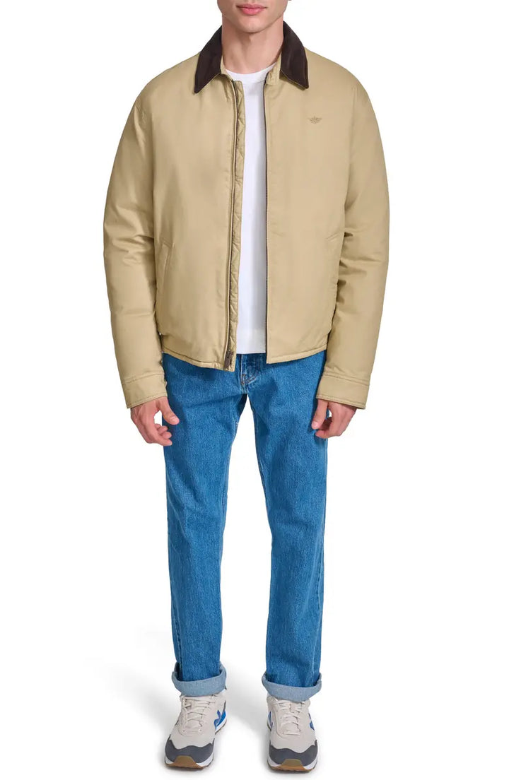 Padded cotton bomber jacket with corduroy collar in USA