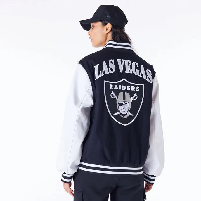 Comfortable Patch Black Varsity Jacket for Raiders Fans in USA