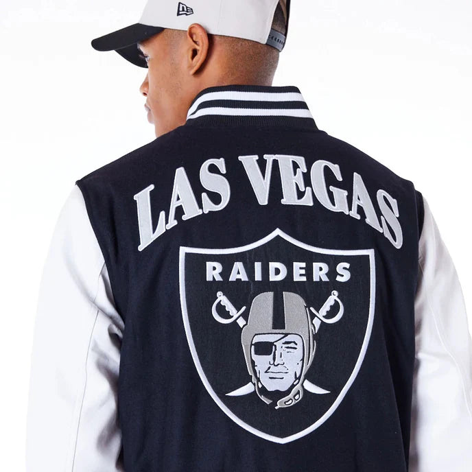 Men's Las Vegas Raiders Patch Black Varsity Jacket in American style