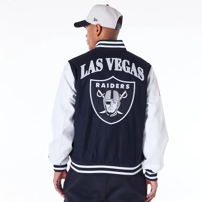 Trendy Patch Black Varsity Jacket for Raiders Supporters in USA