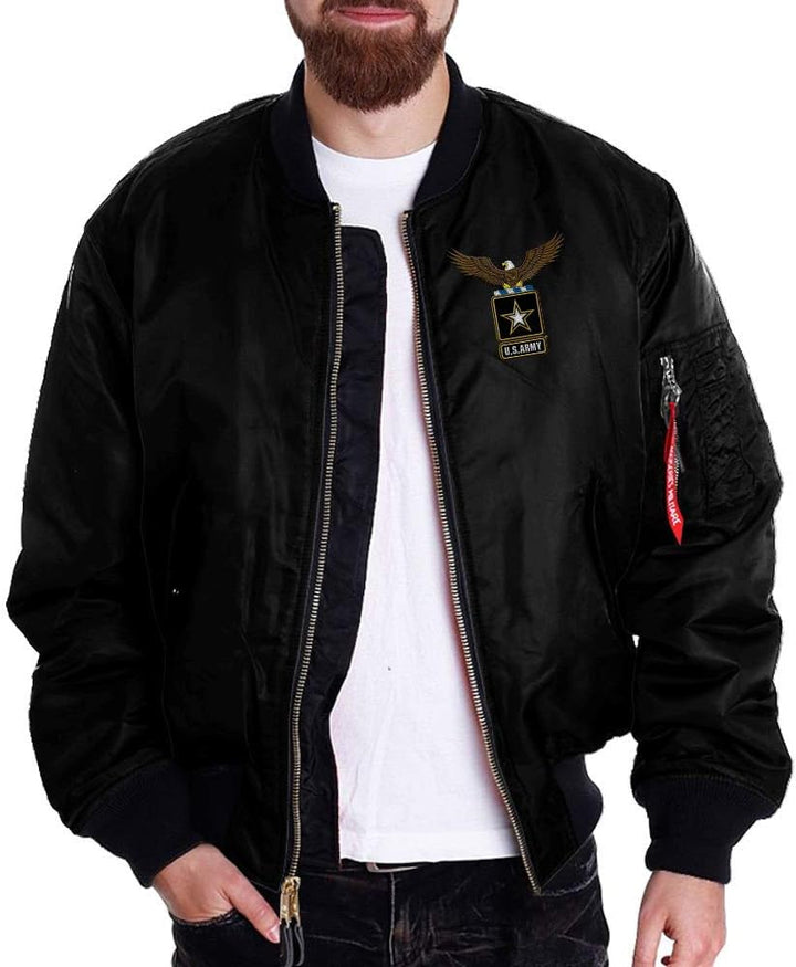 Front View With Opened Zip MA-1 Flight Bomber Jacket