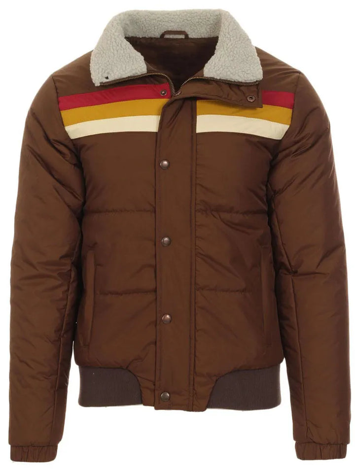 Vintage inspired men’s bomber jacket with 70s ski design in USA