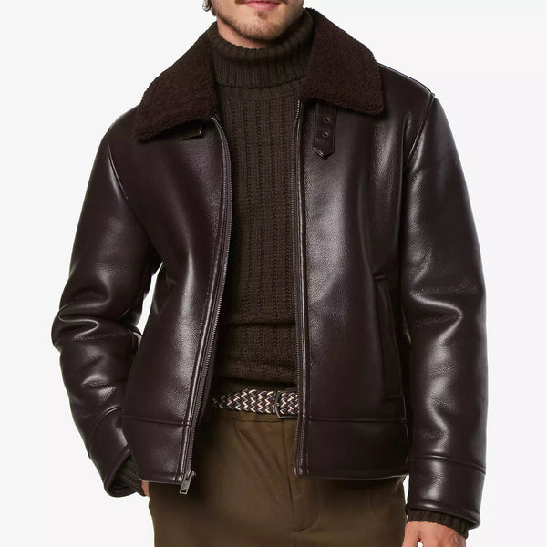 Men's Andrew Marc Cadman Faux Sherpa Collar Pilot Jacket