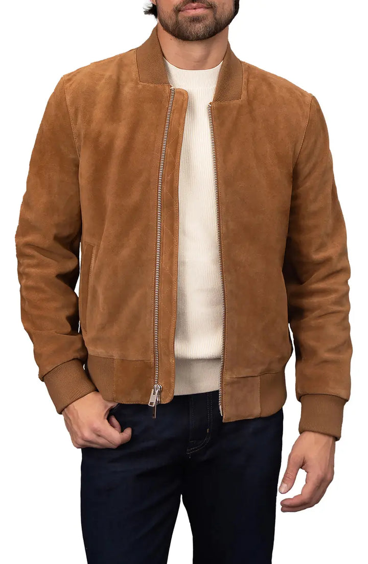 Brown Men Suede Jacket