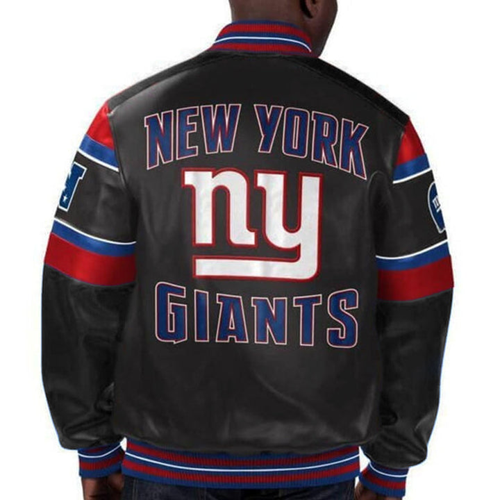 New York Giants leather jacket with team emblem in USA