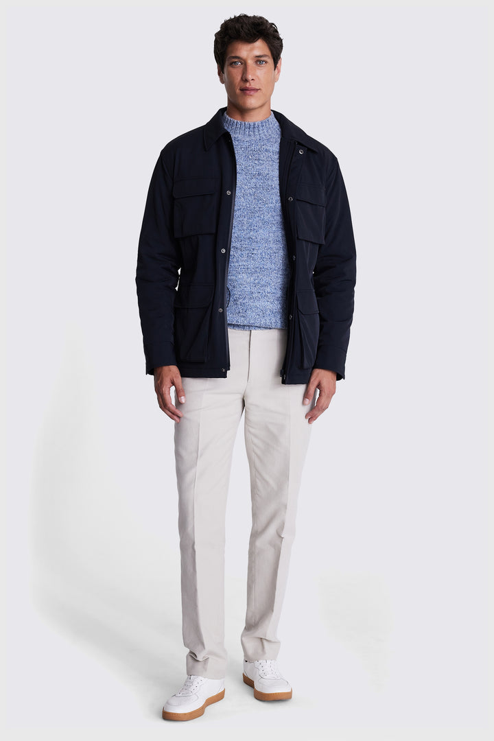 Comfortable navy field jacket for all-season wear in USA