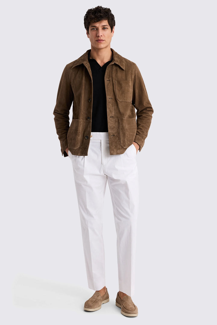 Stylish taupe suede shirt jacket for men in USA