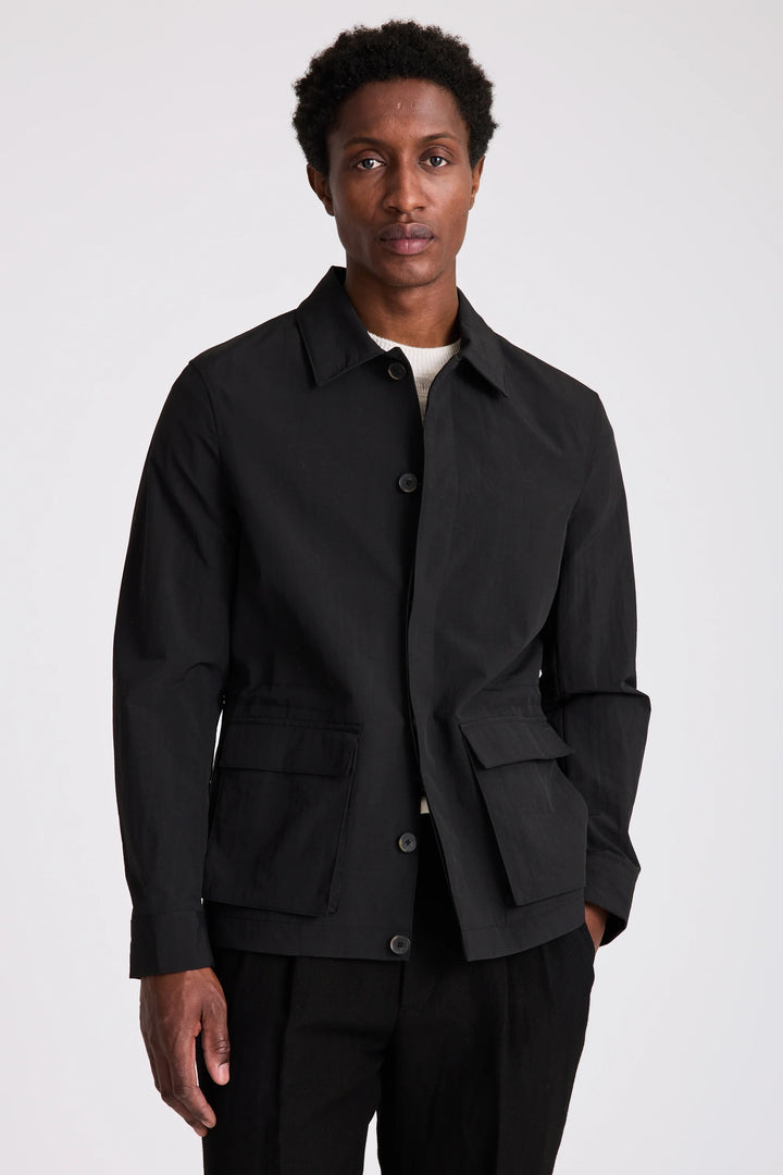 Lightweight black field jacket with multiple pockets in USA