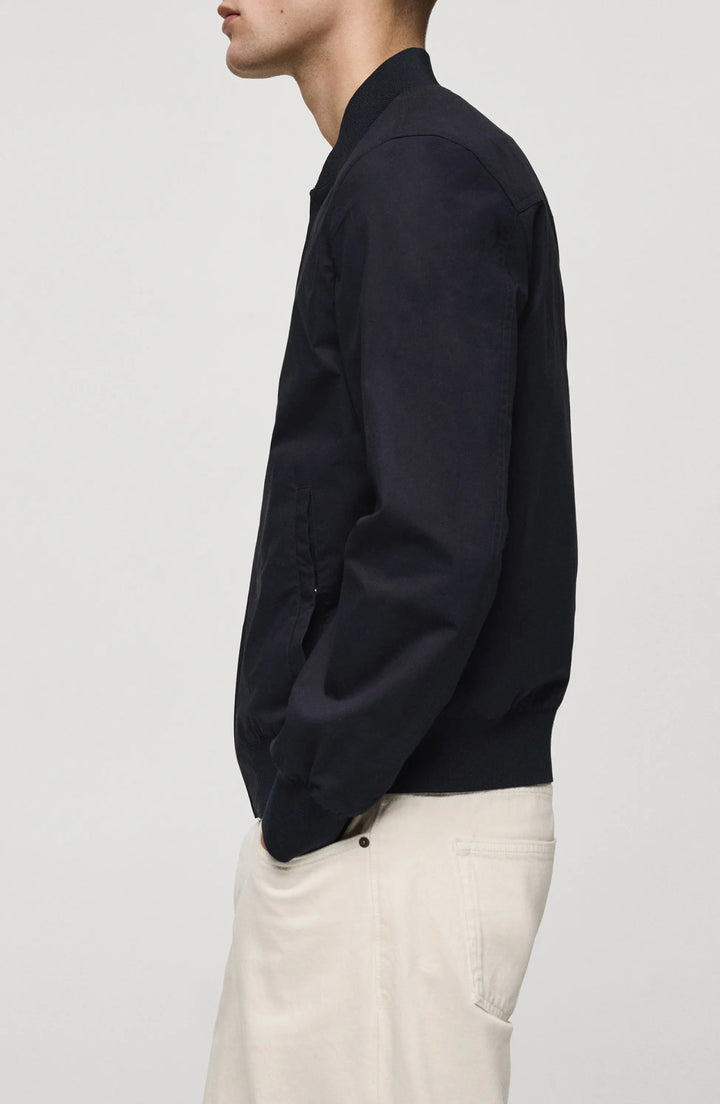 Men Dark Navy Cotton Bomber Jacket USA market