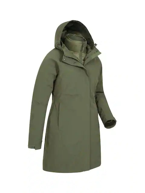 Women's long waterproof jacket with removable inner layer in USA