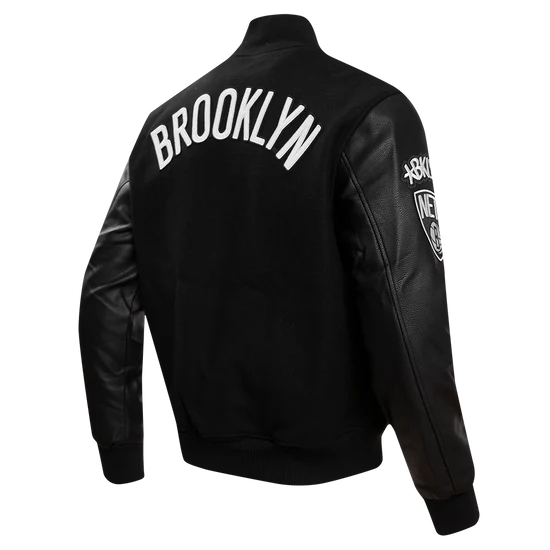 Men’s varsity jacket with Brooklyn Nets logo in wool in USA