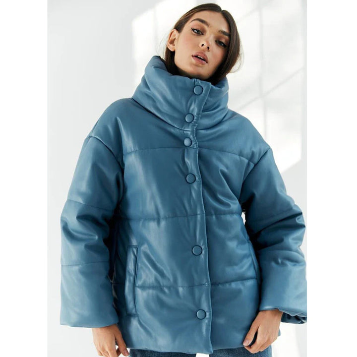 Blue puffer jacket for women in USA