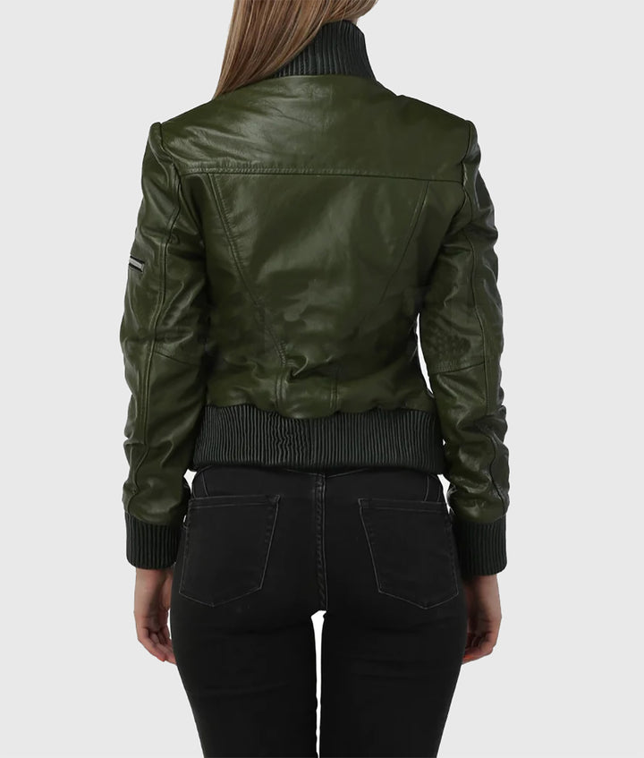 elegant green leather jacket in usa