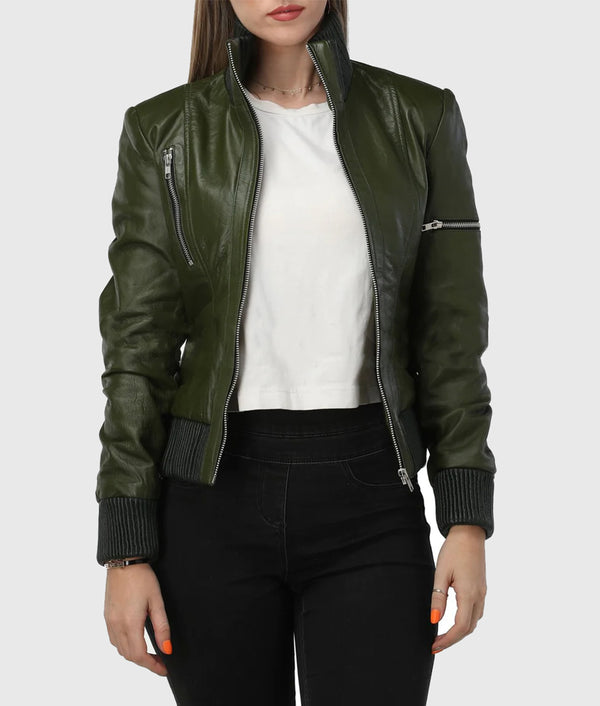 premium green leather jacket in usa