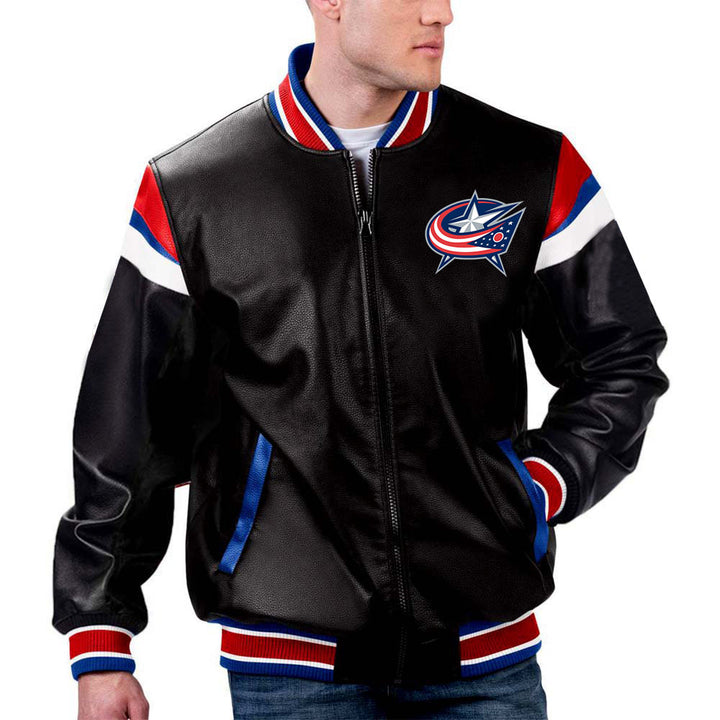 TJS NHL Columbus Blue Jackets Leather Jacket in France style