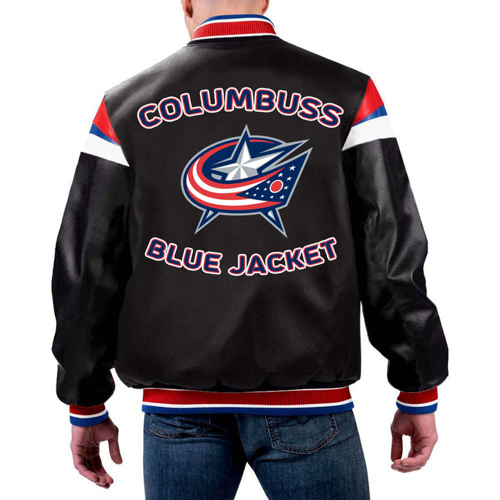 NHL Columbus Blue Jackets Leather Jacket by TJS in USA