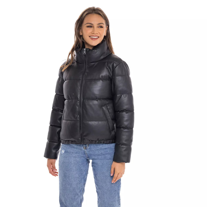 Trendy leather outerwear for women in American style