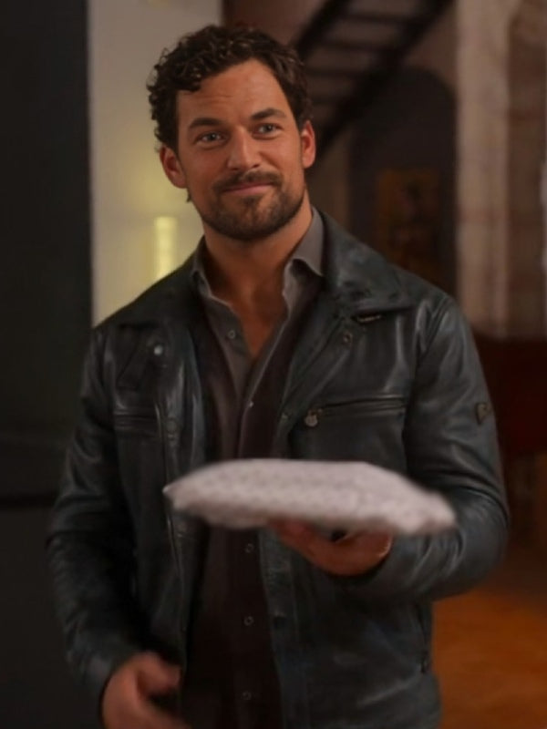 Fashionable Men's Leather Jacket by Giacomo Gianniotti in Deceitful Love
