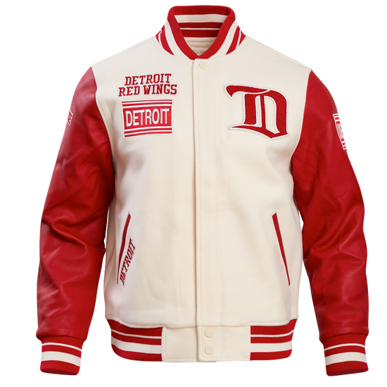 NHL Men's Rib Wool Varsity Jacket Detroit Red Wings Retro Classic