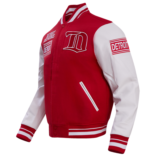 Detroit Red Wings Men's Retro Classic Wool Varsity Jacket ribbed cuffs