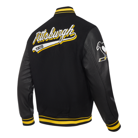 Men's Pittsburgh Penguins Varsity Jacket with Script Tail logo in USA