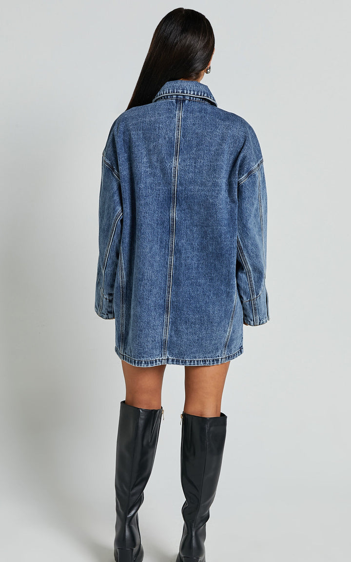Slouchy fit Harlow jacket in washed blue in USA
