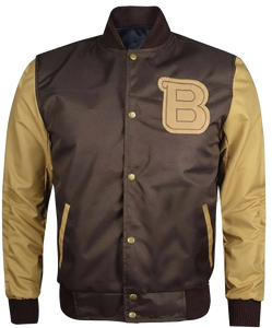 Hotline Miami Brown Varsity Bomber Jacket