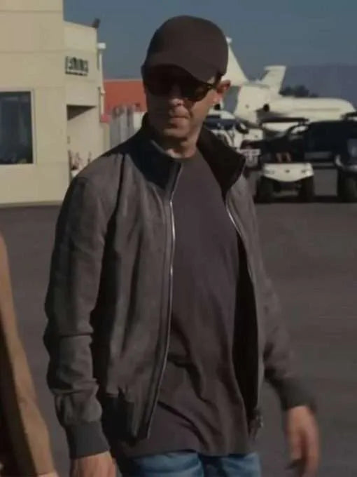 Shop Succession S04 Kendall Roy Grey Suede Bomber Jacket