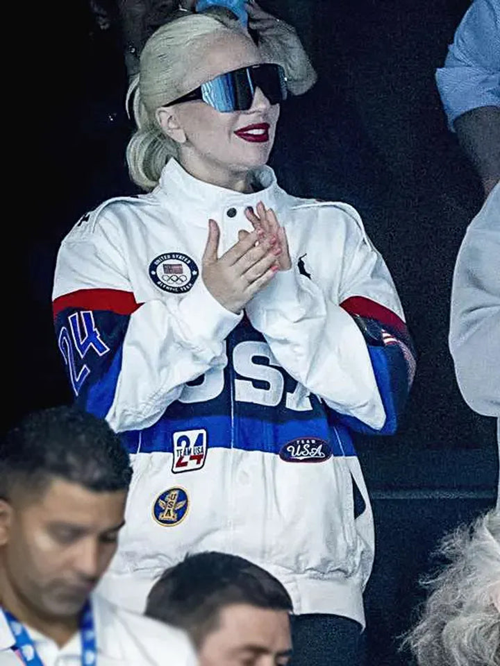 Fashionable Women's Leather Jacket Inspired by Lady Gaga for 2024 Olympics in USA
