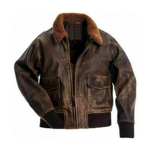 Vintage Men's Distressed Leather Flight Jacket in American market