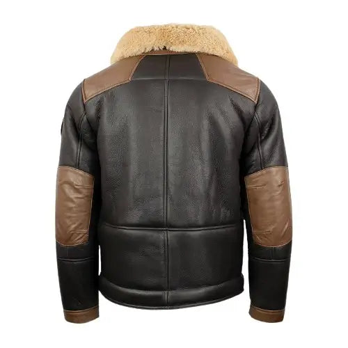 Classic J-20 Pilot Jacket in Chocolate Sheepskin with Fur Collar in France style