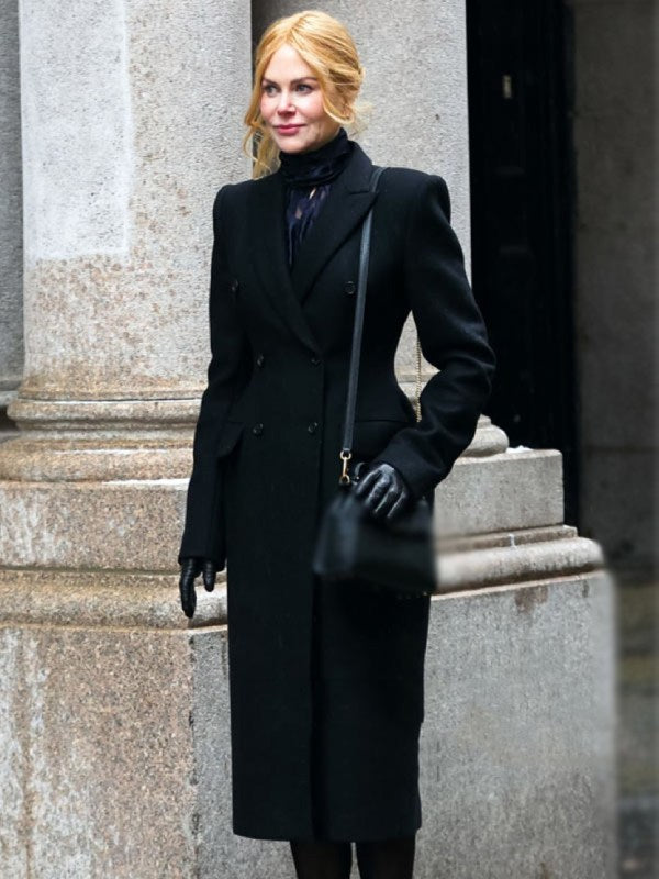 Nicole Kidman iconic black coat in "Babygirl" 2024 in USA